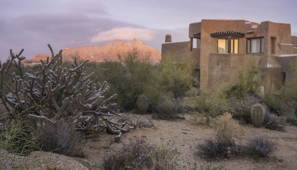 38093265 - desert xeriscape design new home mountain background, arizona,usa