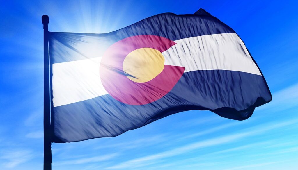 Colorado (USA) flag waving on the wind