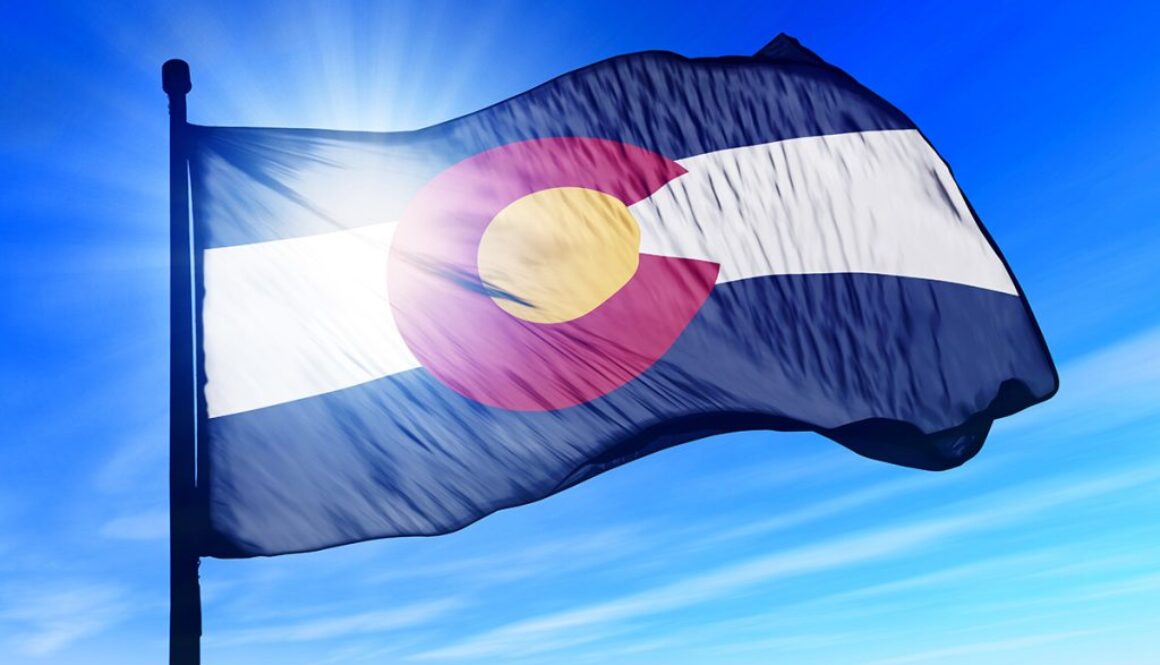 Colorado (USA) flag waving on the wind