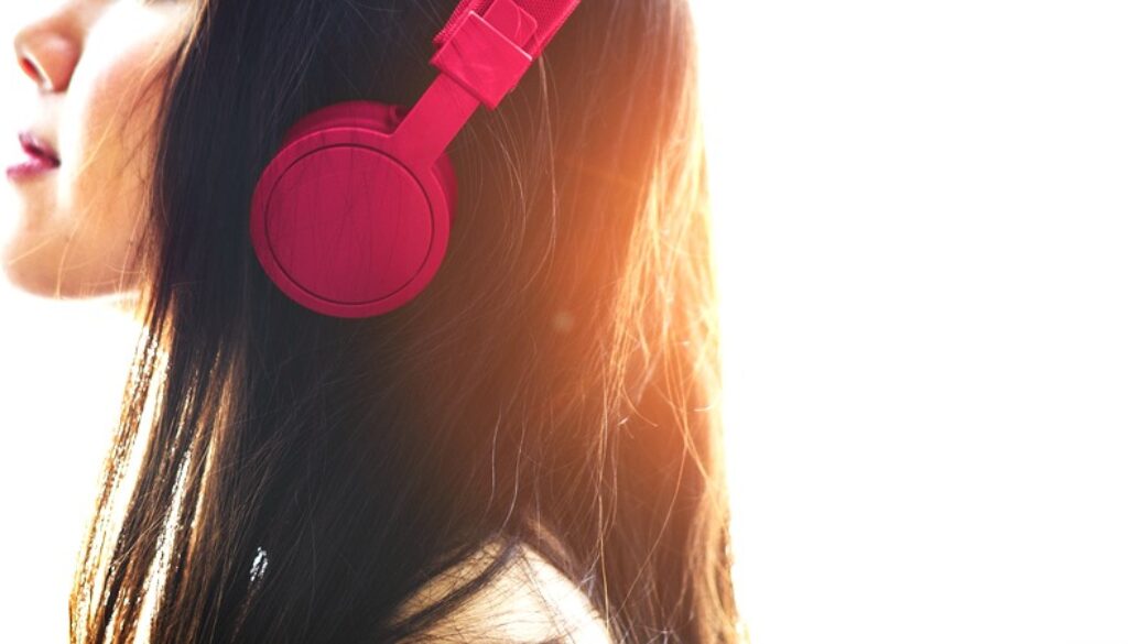 Woman Listening Music Media Entertainment Relaxation Concept