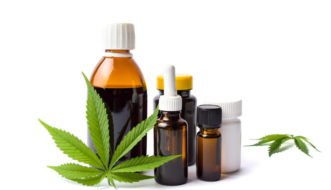 Marijuana And Cannabis Oil Bottles Isolated