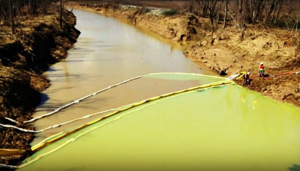 pipeline spill indiana stream