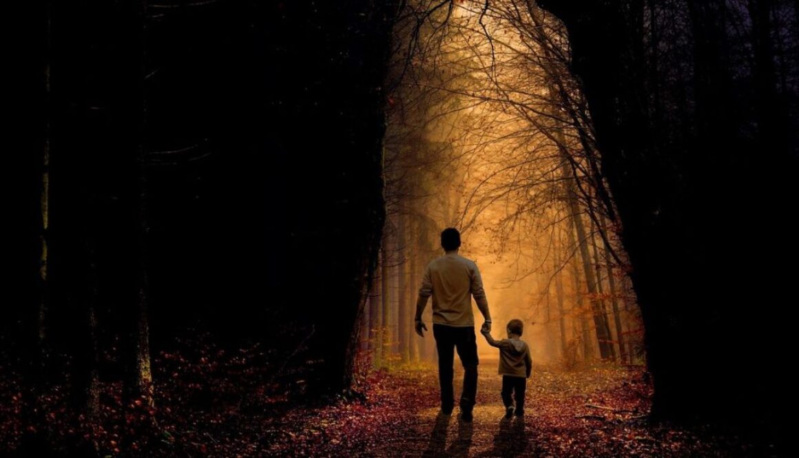 father son walk pixa