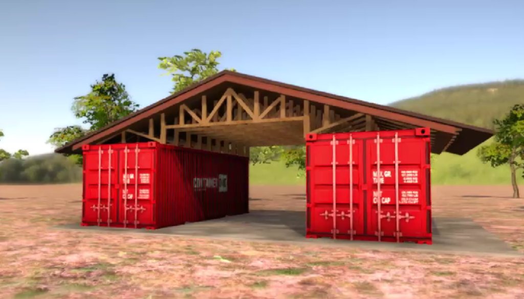 Shipping Container Garage Gable Roof (1)