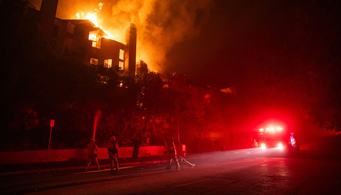 California-Wildfires-2025-Buring-Building-Firetruck-Firefighters
